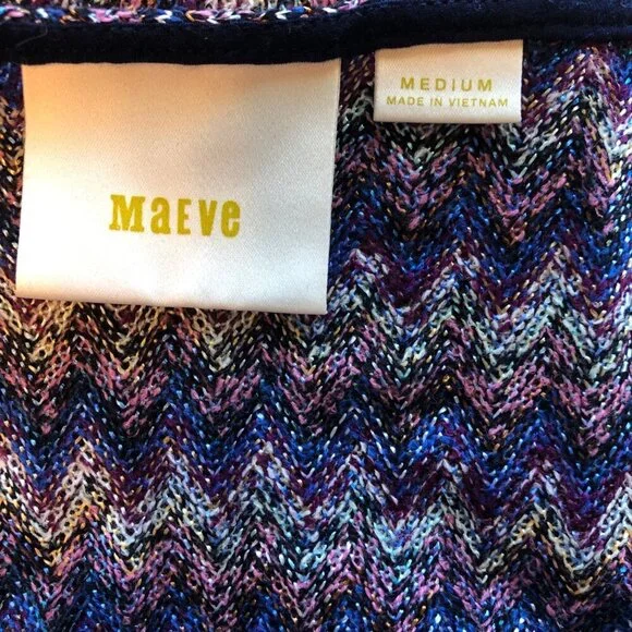 Anthropologie Maeve Westwater Chevron Knit Sleeveless Swing Drop Waist Dress SzM - Picture 5 of 12